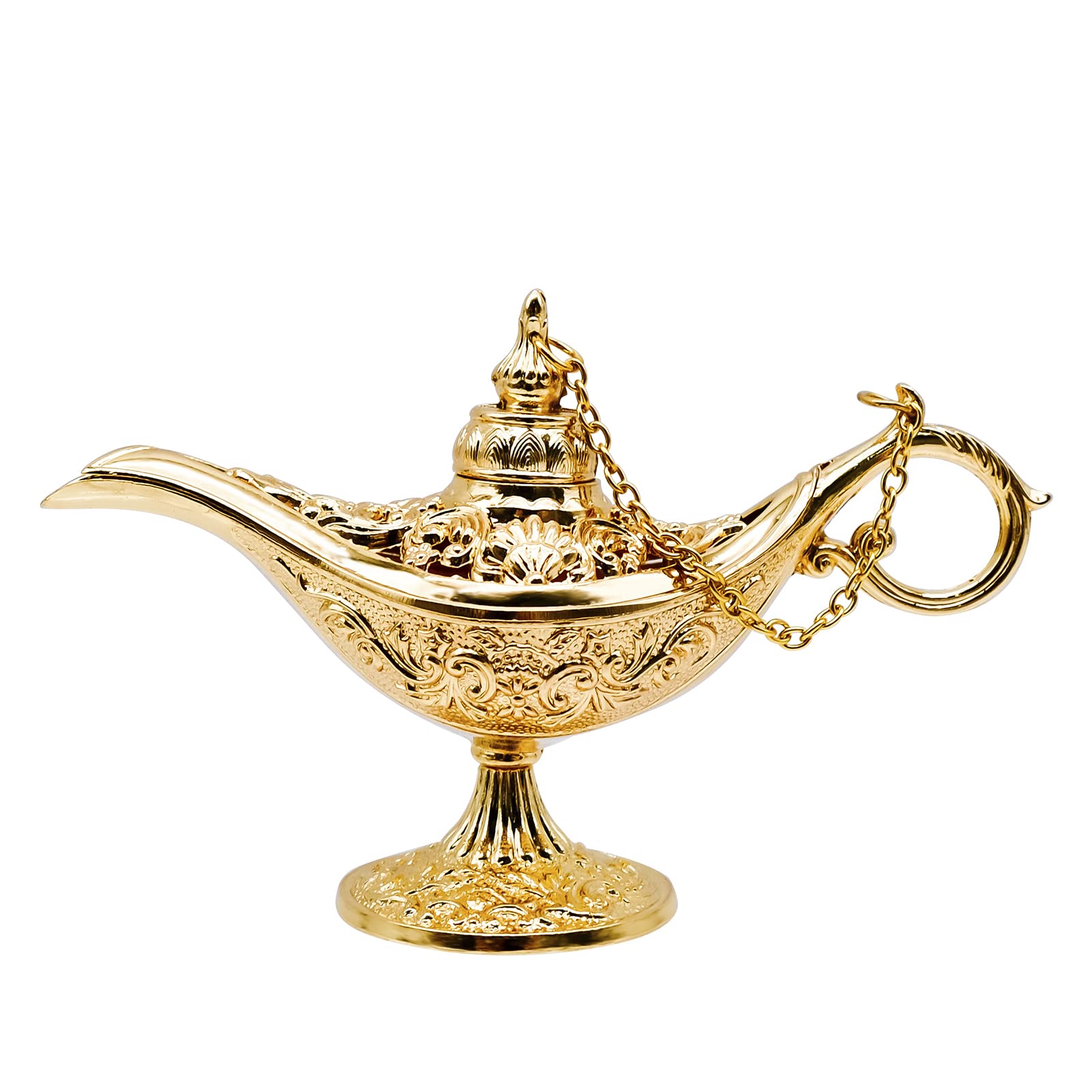 Aladdin Genie Magic Lamp, Legend Metal Carved Wishing Light Pot Decor