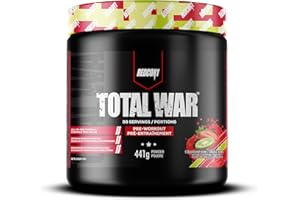 REDCON1 Total War Pre Workout Powder, Strawberry Kiwi - Beta Alanine + Citrulline Malate Vegan & Keto Friendly Preworkout for