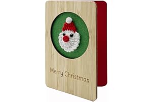 Wooden Christmas Greeting Card,Handmade Wooden Christmas Card with Knitted Pattern,Merry Christmas Card For Friends & Family