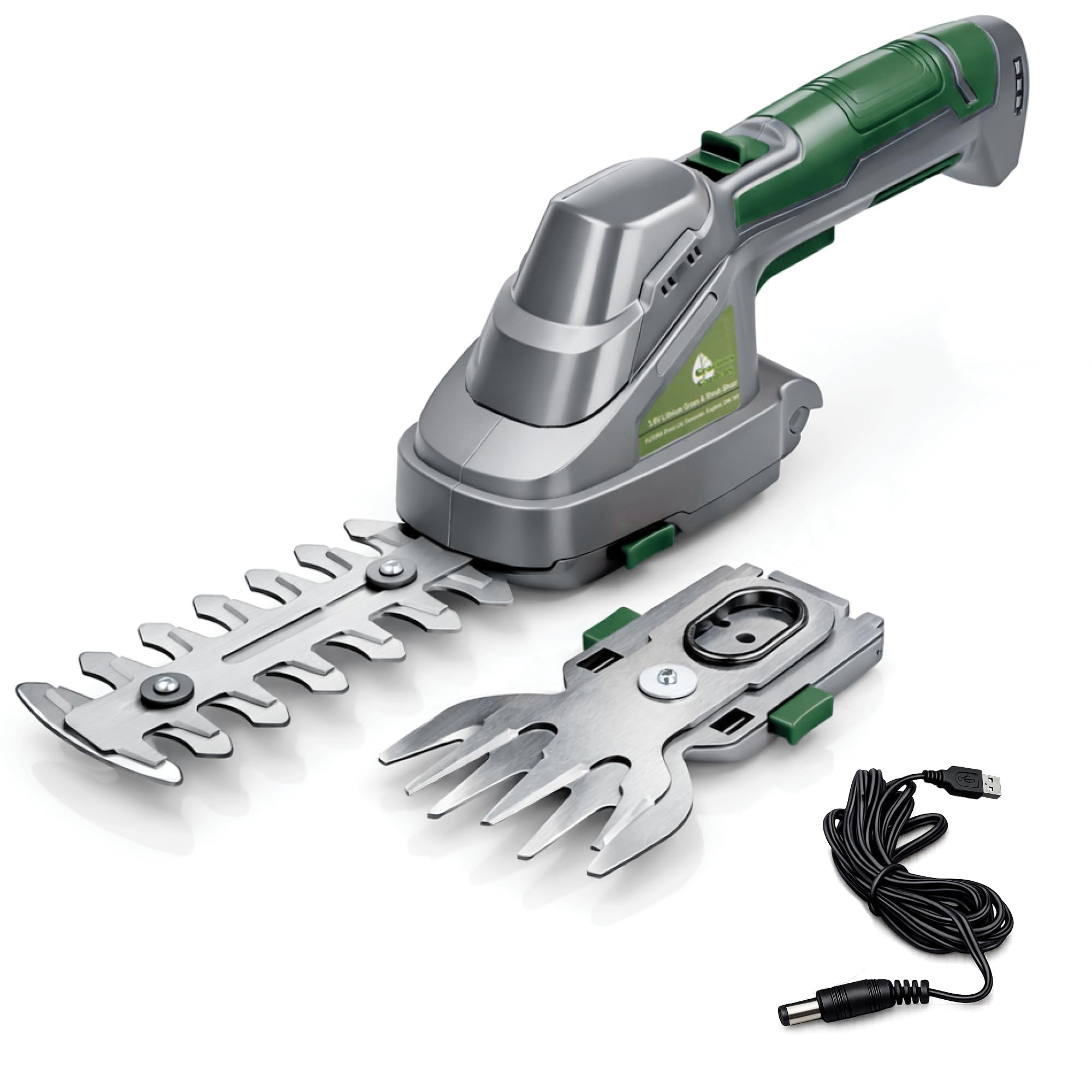 Gracious Gardens 2 IN 1 3.6V Cordless Hedge Trimmer Shear Built in Lithium Ion Battery, Hand Held Hedge Trimmer Cordless Hedge Cutter, with 2 Switchable Blades for Shrub, Garden, Grass and Pruning