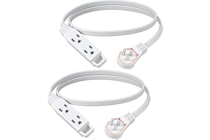 DEWENWILS 3FT 360° Rotating Flat Plug Extension Cord/Wire, 16AWG Multi 3 Outlet Extension Cord, 3 Prong Grounded Wire for Sma