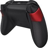 eXtremeRate Scarlet Red &amp; Black Performance Rubberized Grips Replacement Back Panels for Xbox Series X/S Controller, Non-Slip Diamond Texture Side Rails Handles for Xbox Core - Controller NOT Included
