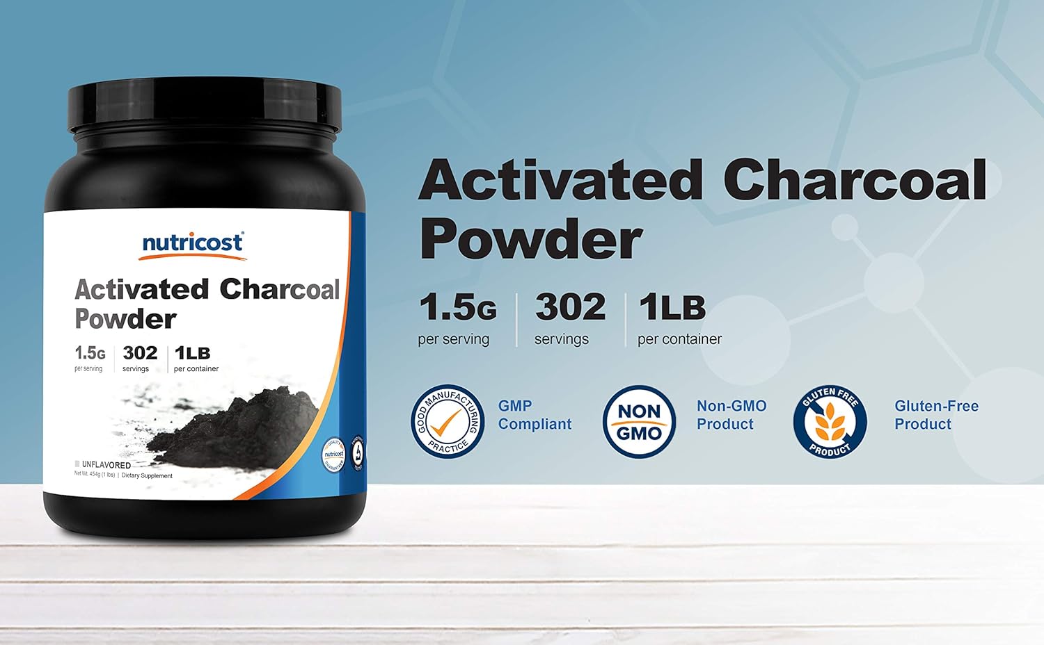 Nutricost Activated Charcoal Powder 1lb - Food Grade Powder, Vegan, Gluten Free, Non-GMO: Health & Personal Care