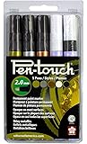Sakura 42591 5-Piece 2.0mm Pentouch Paint Marker, Medium, Gold, Silver, Copper, White and Black