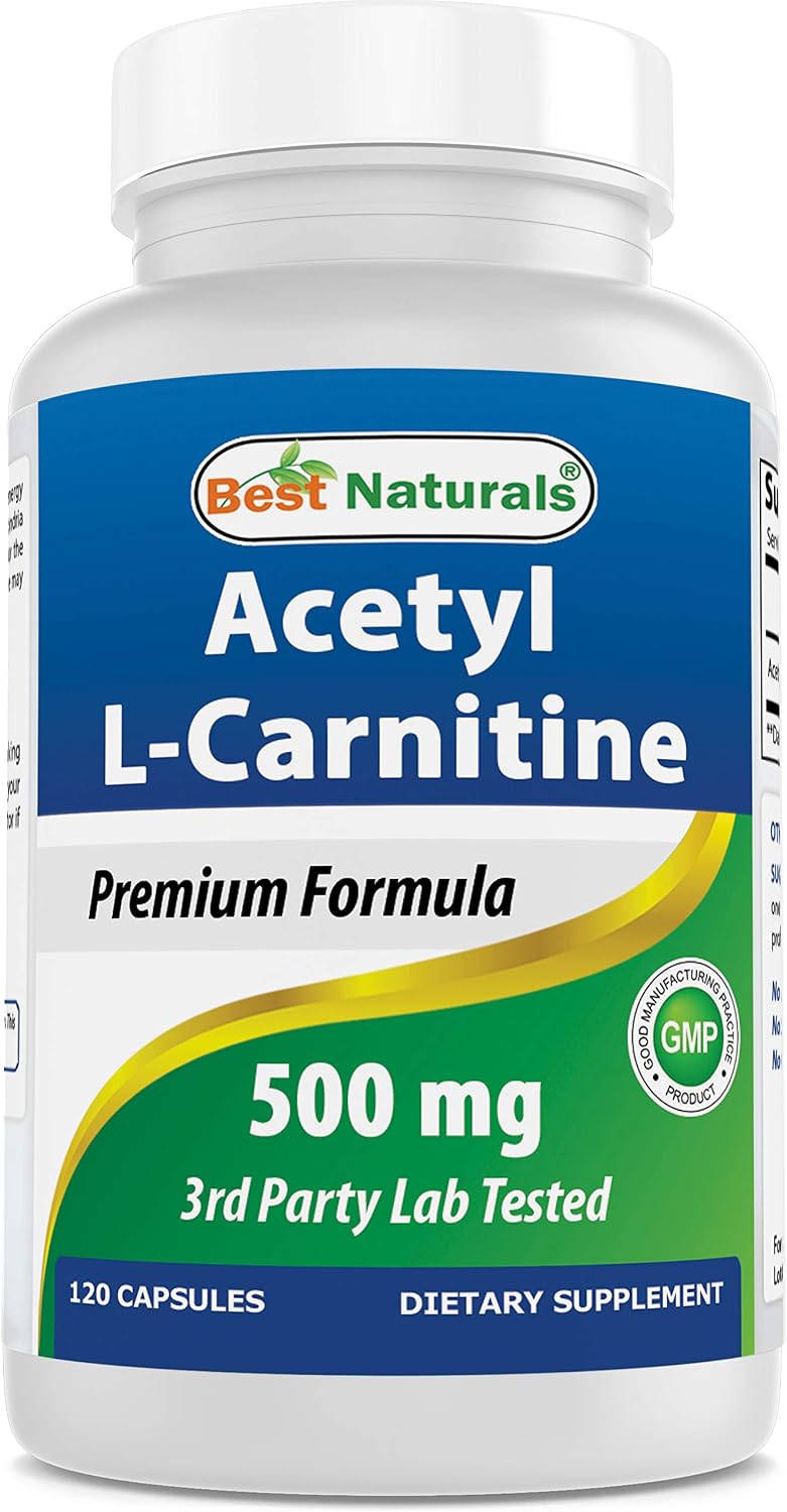 Best Naturals Acetyl L-Carnitine 500 mg 120 Capsules, White, 120 count (Pack of 1)