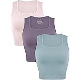 ODODOS Seamless Square Neck Tank for Women Ribbed Soft Sleeveless Longline Crop Tops