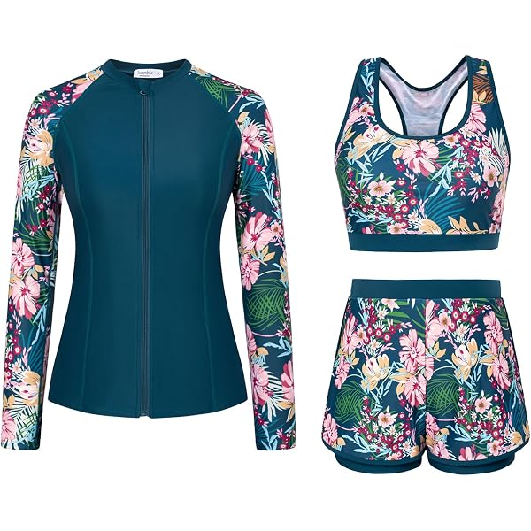 WOWENY Women's Long Sleeve Rash Guard - UPF 50+ Swim Shirt Crop Top For Surfing & Swimming