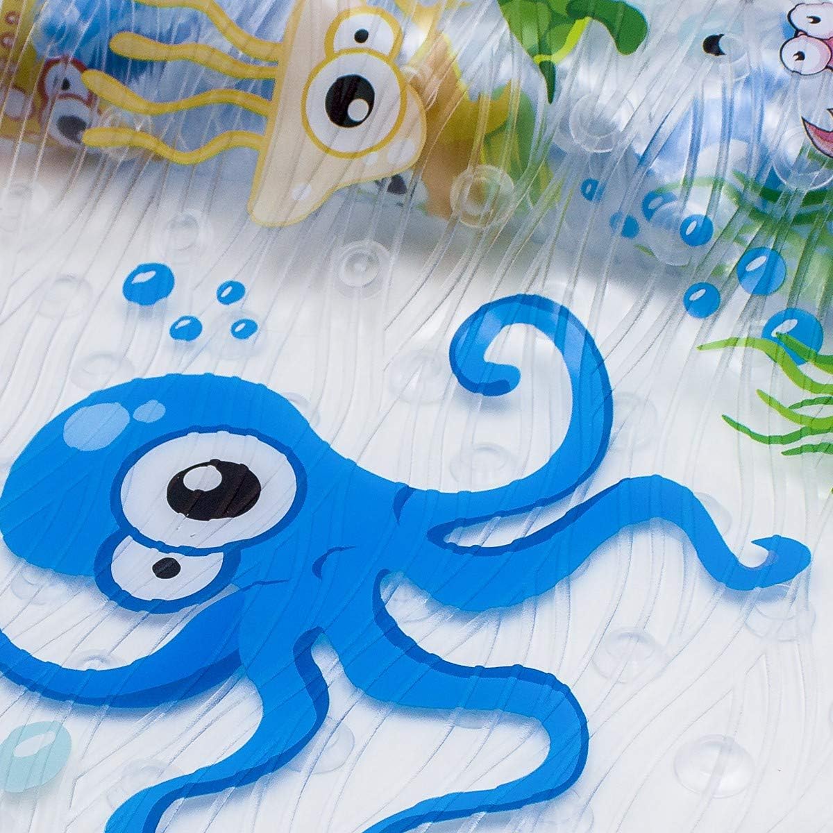BEEHOMEE Bath Mats for Tub Kids - Large Cartoon Non-Slip Bathroom Bathtub Kid Mat for Baby Toddler Anti-Slip Shower Mats for Floor 35x16,Machine Washable XL Size Bathroom Mats (Blue-Octopus): Home & Kitchen