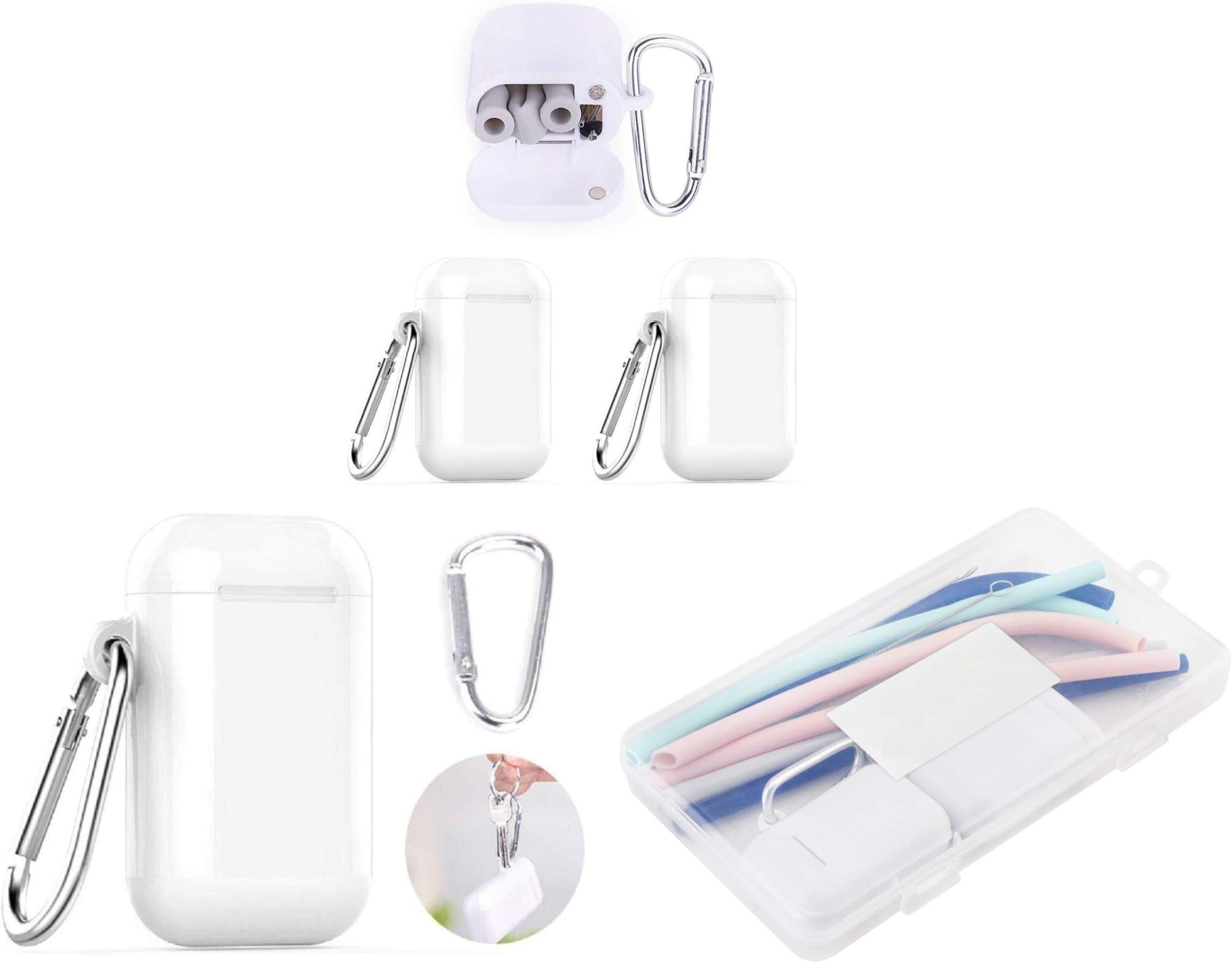 Silicone Straws Drinking Reusable, Portable 10 Collapsible Straws with 2 Cases and 4 Cleaning Brushes BPA Free, 30&20 OZ Tumbler Yeti Compatible for Travel Offices
