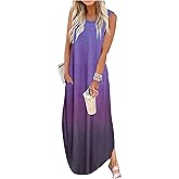 Summer Dresses for Women 2025 Beach Vacation Dress Boho Floral Sundresses Ladies Tropical Pockets Maxi Dress