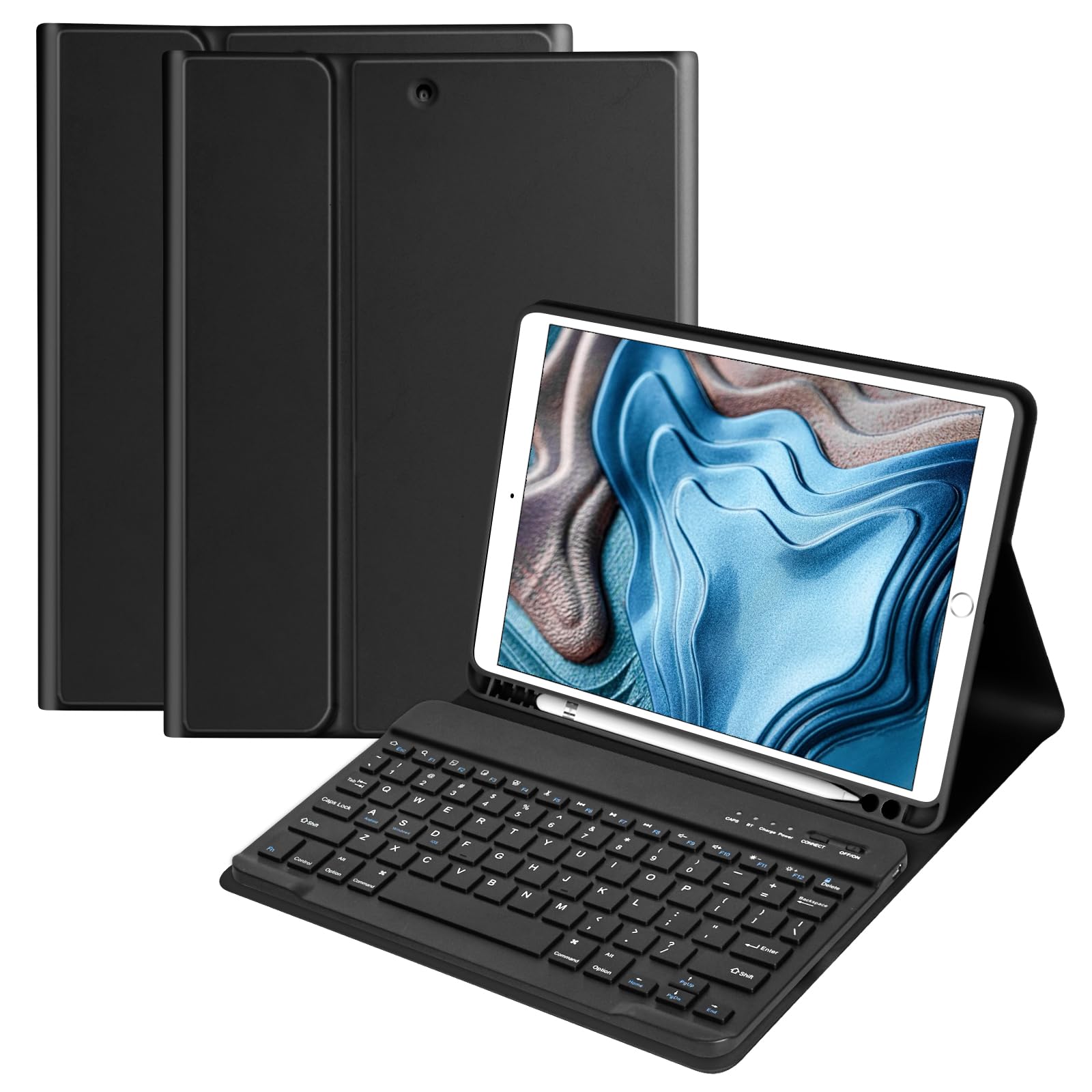 Keyboard Case for iPad 10.2 Inch 9th Generation 2021/iPad 8th Gen 2020/iPad 7th Gen 2019 /iPad Air 3rd 2019/iPad Pro 10.5 2017 Case with Magnetically Detachable Wireless Keyboard & Pen Holder(Black)