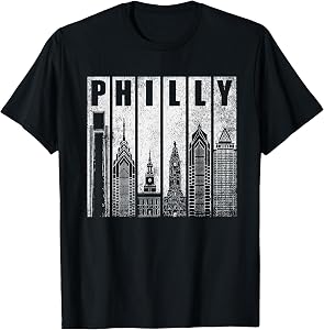 Philly Retro Philadelphia Skyline Philly City Distressed T-Shirt