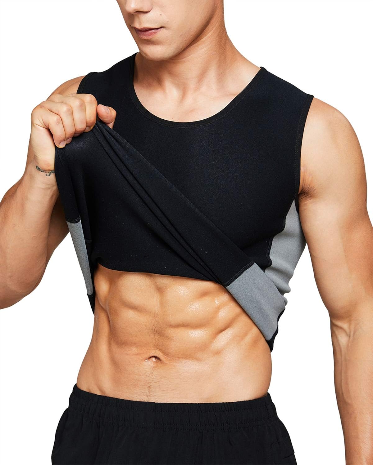 Roseate Men's Body Shaper Hot Sweat Workout Tank Top Slimming Sauna Vest Neoprene Compression Thermal Shirt: Clothing
