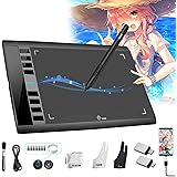 Drawing Tablet UGEE M708 V2 10x6 Inch Ultrathin Digital Graphics Art Pad with 8 Hot Keys 8192 Level Battery-Free Stylus Suppo