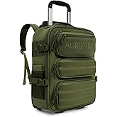 Rolling Tactical Laptop Backpack, Underseat Travel Backpack with Wheels, 16 Inch Wheeled Military Computer Backpack for Men and Women, Roller Overnight Molle Outdoor Hiking College Carry on Luggage