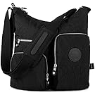 Oakarbo Crossbody Bag Nylon Multi-Pocket Travel Shoulder Bag (1204 Black, Large)