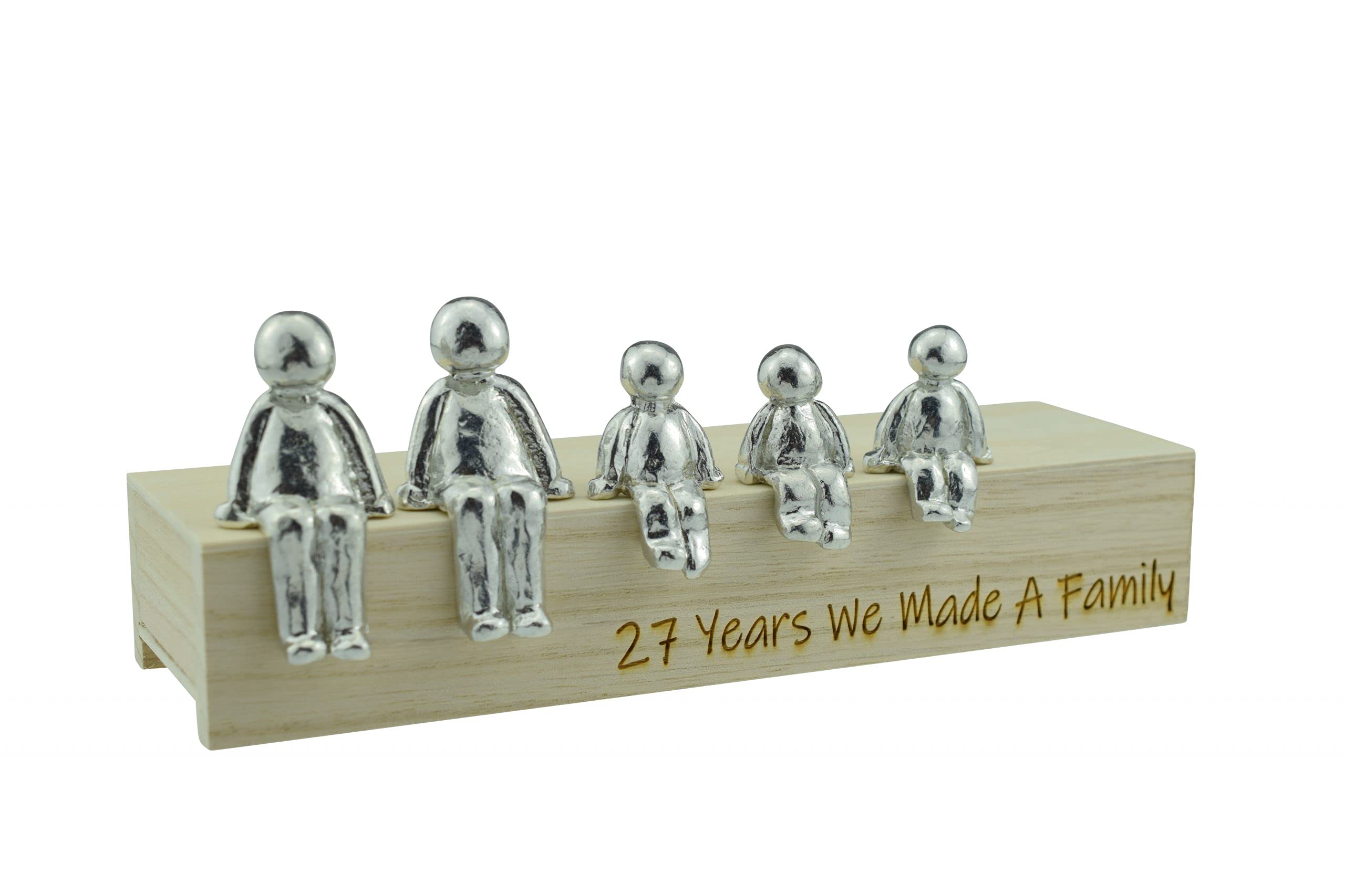 27th Anniversary Idea - 27 Years We Made A Family Metal Ornament - Choose Your Family Combination Box & Woodgrain May Vary(3 Children)