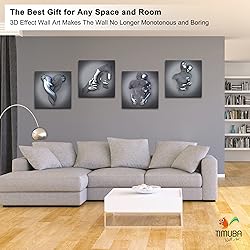 4 Piece Set Bedroom Wall Decor Love Heart Gray 3D