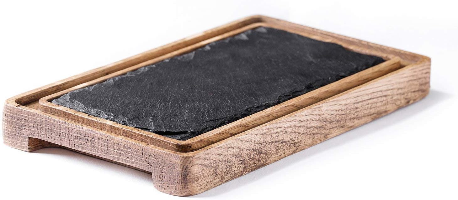 Handmade wooden cutting board from oak wood with slate Chopping board Serving Board is the best for serving burgers bread Food Photography