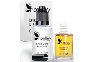 Honlley 15ml Spirit Gum Adhesive and Remover Kit - Body Face Glue for Skin with SFX Makeup Remover, Professional Prosthetic Wig Glue for Halloween, Stage, Cosplay, Special FX (0.53oz+1oz)