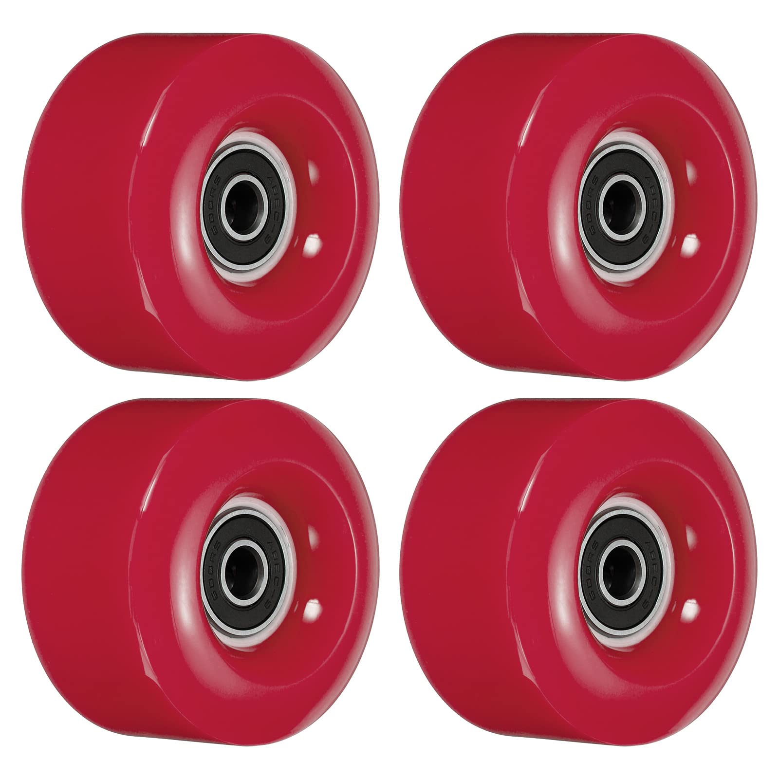 PATIKIL 32 x 58mm Roller Skate Wheels with Bearings, 4 Pack 82A Quad Skate Replacement for Double Row Skate Skateboard Indoor or Outdoor, Red