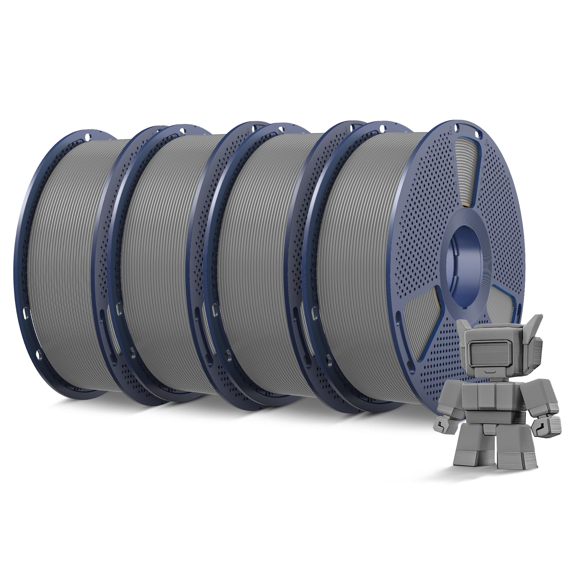 SUNLU 4KG High Speed PLA Filament 1.75mm, 30mm/s - 600mm/s Print Range, 3D Printer Filament 4kg, 1kg per Spool, Pack of 4, 4 Colors, Grey*4 Image