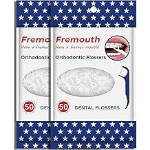 Fremouth Upgraded Orthodontic Flossers for Braces - Ortho Dental Floss Picks, 50 Count (Pack of 2)