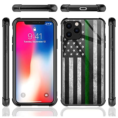Buy Iphone 12 Mini Case Usa Flag Iphone 12 Mini Cases For Girls Boys Organic Glass Anti Scratch Fashion Cute Pattern Design Cover Case For Iphone 12 Mini 5 4 Inch Black And Green American