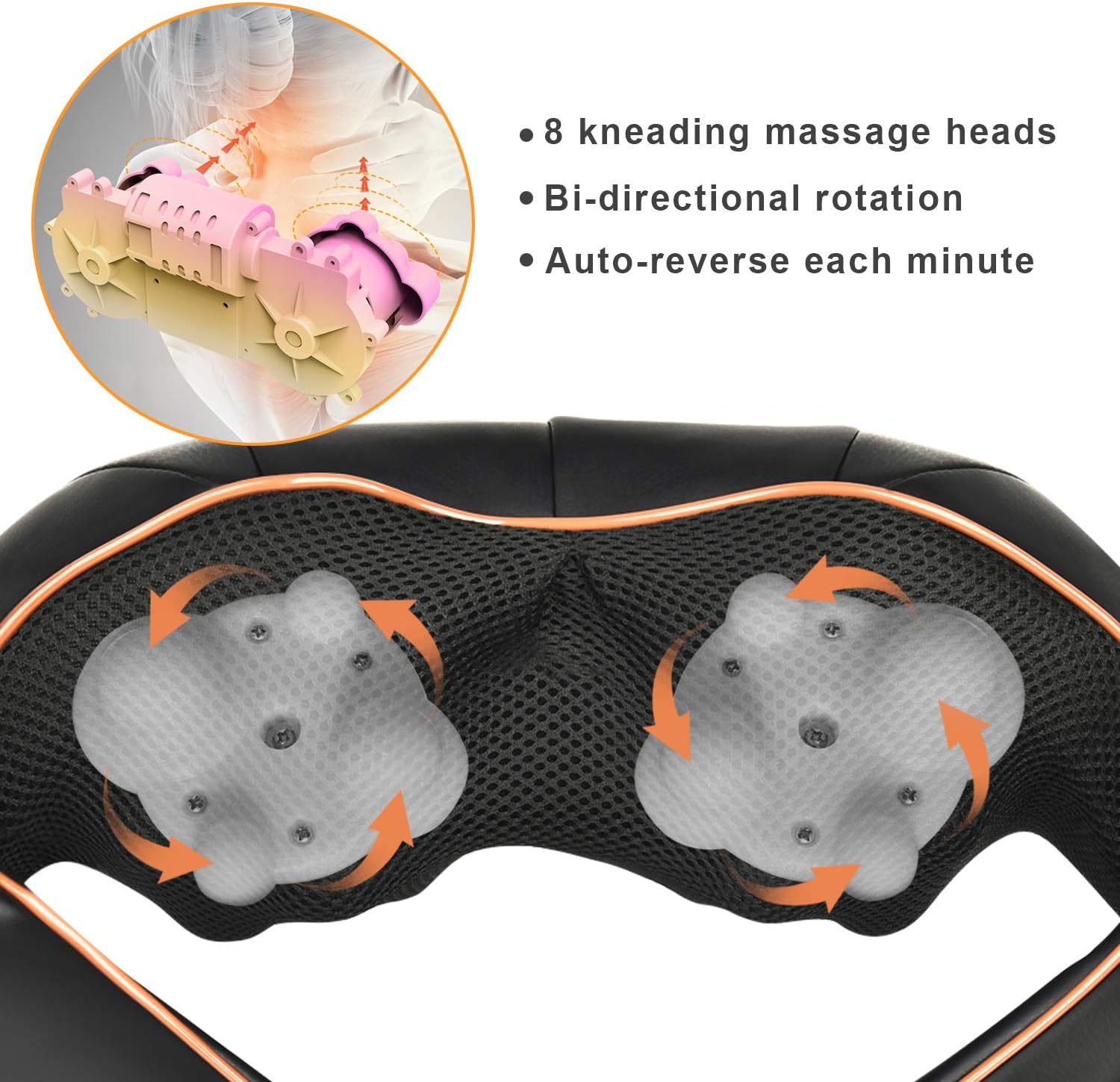 Shiatsu Back Neck and Shoulder Massager with Heat, Electric Massage Pillow with 3 Speed Adjustable - Image 4