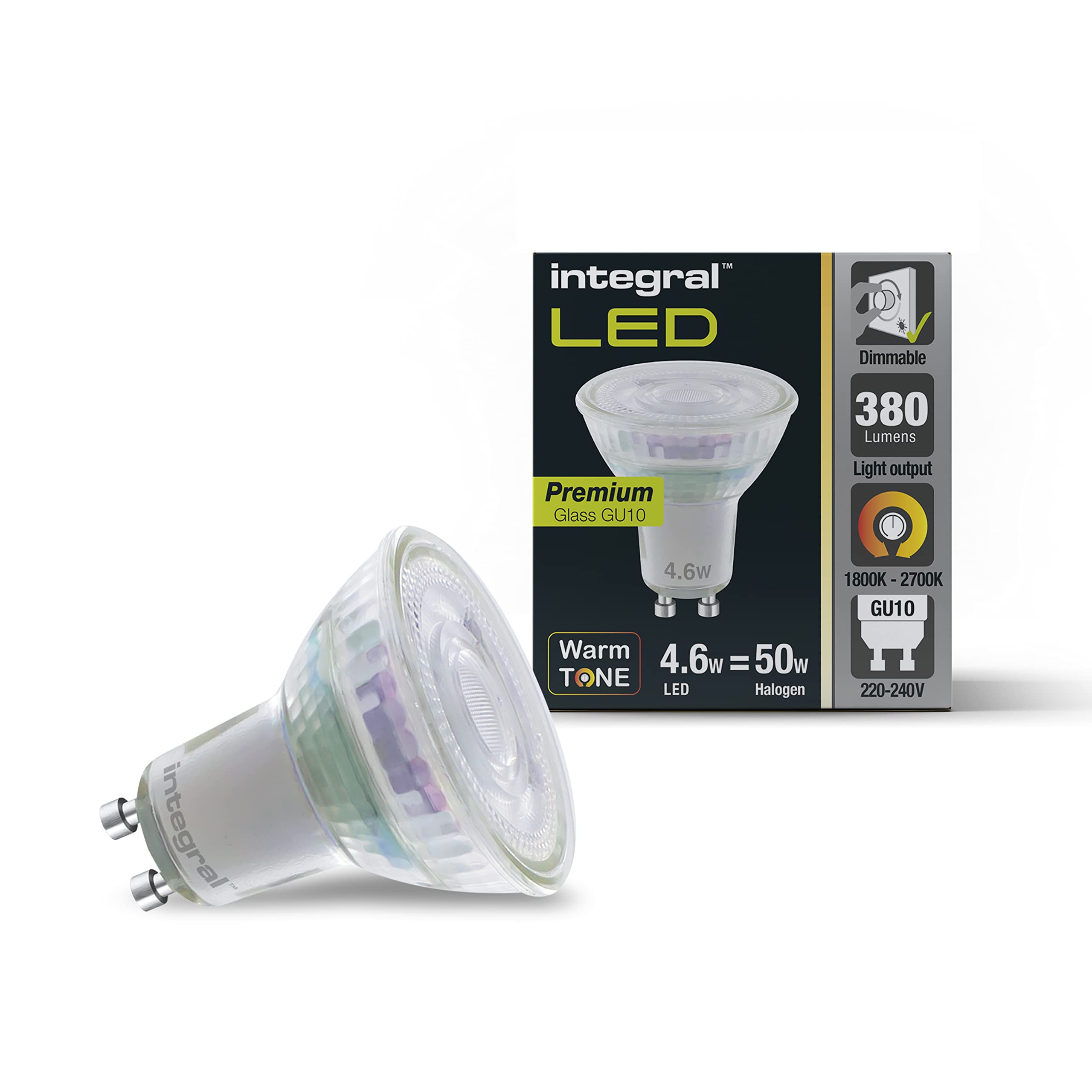 Integral LED WarmTone GU10 Dimmable Lamp, matt white, ILGU10DC105