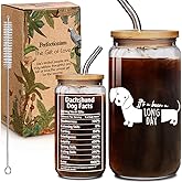 Dachshund 16oz Glass Cups with Lids and Straws Gifts for Women Men - It's Been A Long Day Dachshund, Weiner Dogs Decor, Funny Iced Coffee Cup Gifts for Dog Lover, Mother Birthday Gift for Dog Mom