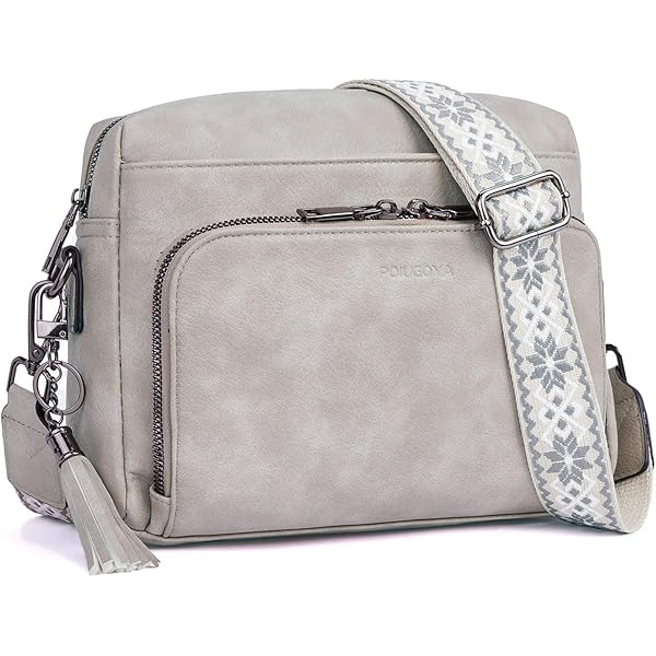 Bolso Cruzado De Piel Para Mujer – Correa De Guitarra, Con RFID, Color Gris A19