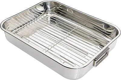 KitchenCraft Roasting Tin with Rack Stainless Steel 43 x 31 cm 5.5L