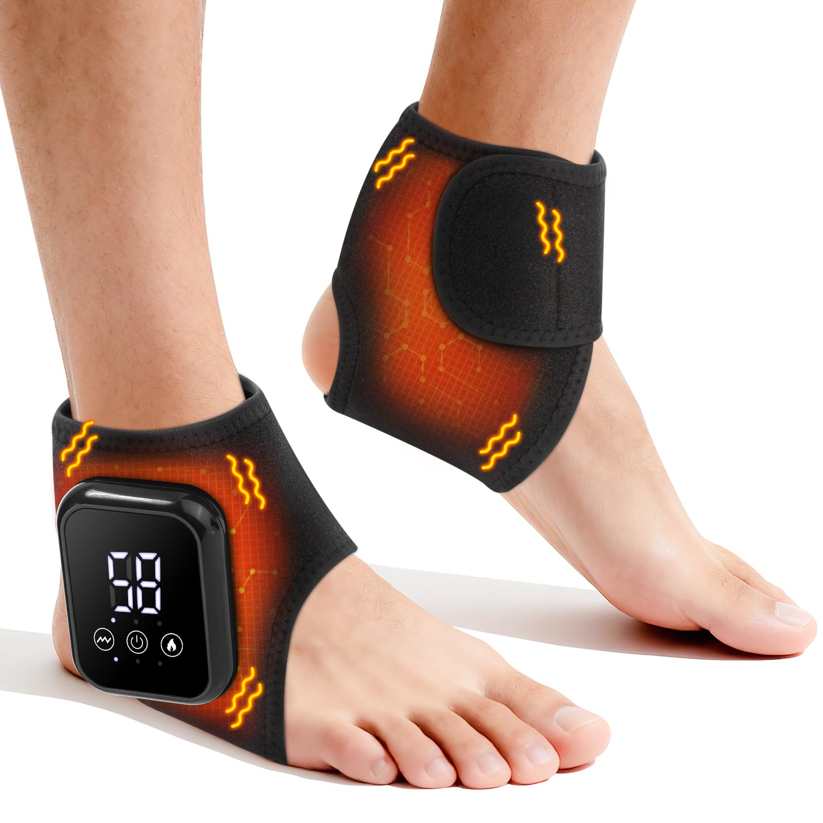 Photo 1 of 2PCS Cordless Ankle Heating Pad with Massage for Pain Relief,Rechargeable Ankle Massager for Circulation and Pain Relief,3 Vibration & Heating Settings,Auto Shut Off