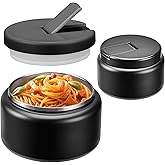 13.5oz Soup Thermo for Hot Food Kids with Buckle Lid Insulated Vacuum Food Jar Wide Mouth Leakproof Stainless Steel Lunch Container (Black)