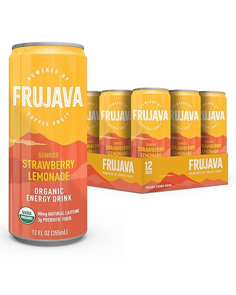 FRUJAVA ORGANIC ENERGY DRINK, SUNRISE STRAWBERRY LEMONADE, 80MG...