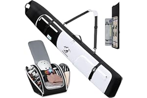 RAINSMORE Ski Bag and Boot Bag Combo 360°Fully Padded Ski Bags for Air Travel, Snowboard Bag Snow Ski Boot Bag Fit Skis Up to 200cm and Boots Up To Size US13, Water-Resistant Ski Boot Travel Bag