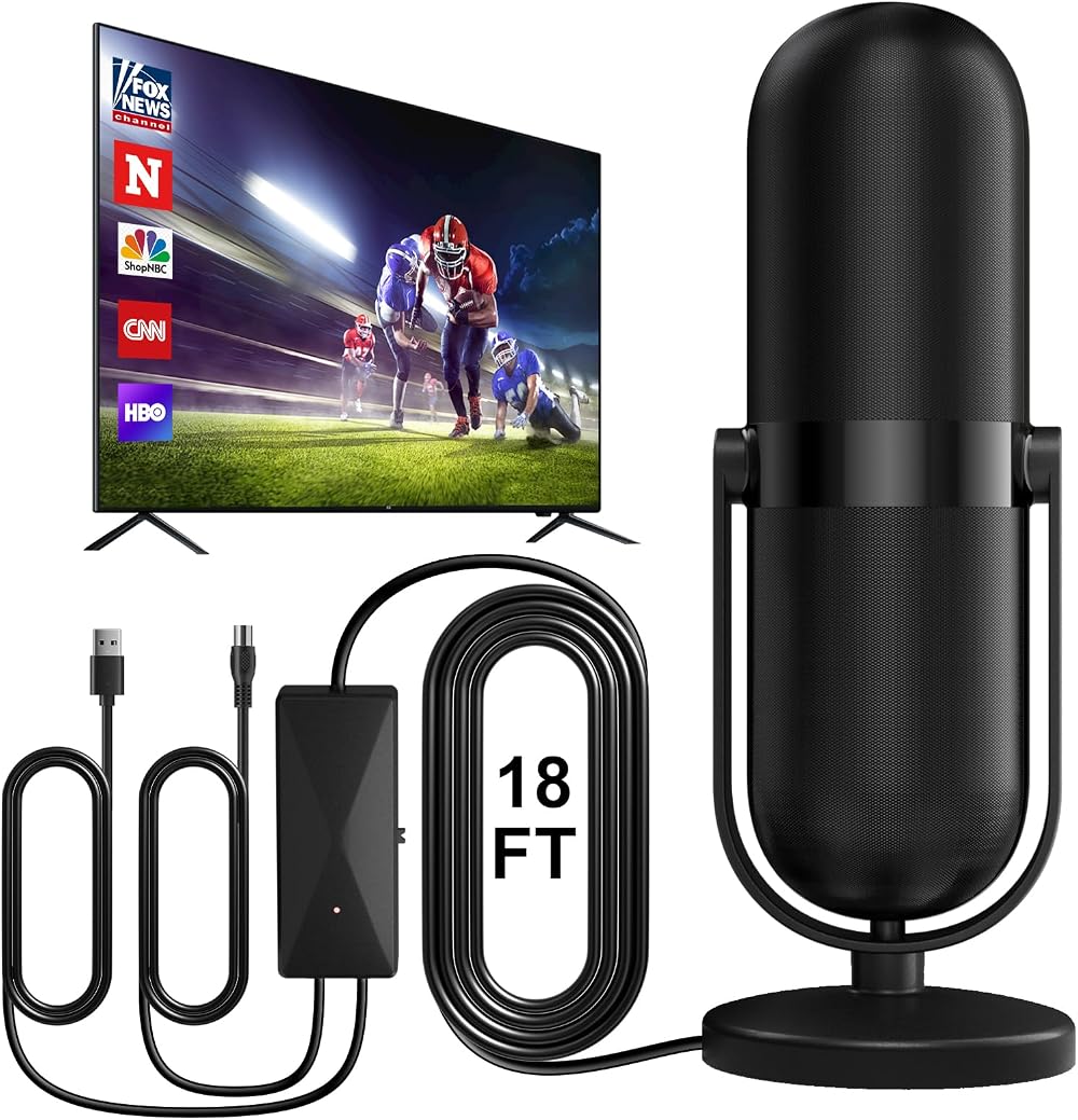 Diswoe Indoor TV Aerial with Signal Booster High Gain 18ft Cable