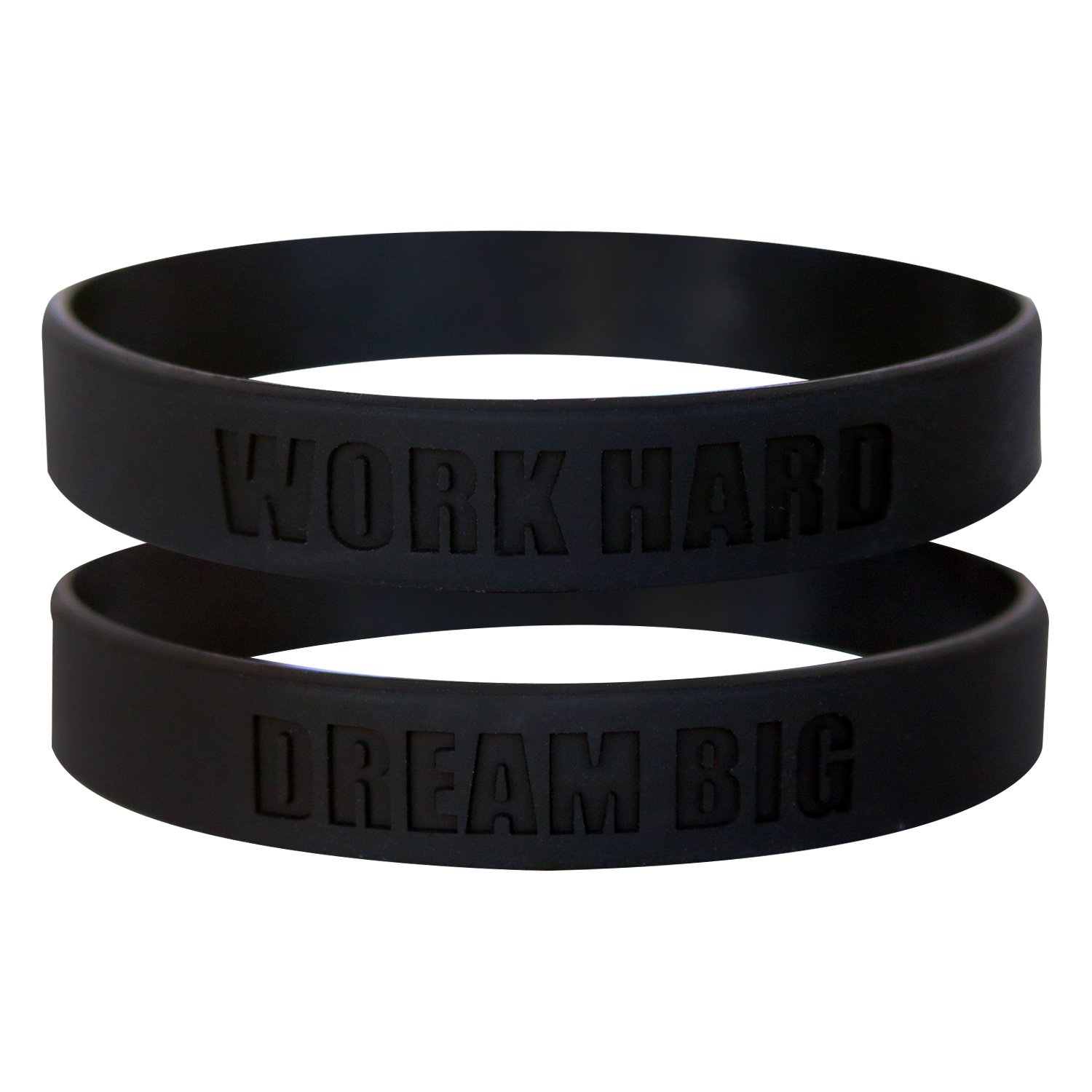 GOMOYO Work Hard Dream Big Motivational Silicone Wristbands, Eight Colors of Inspirational Rubber Bracelets - Bulk Options for Teams Available