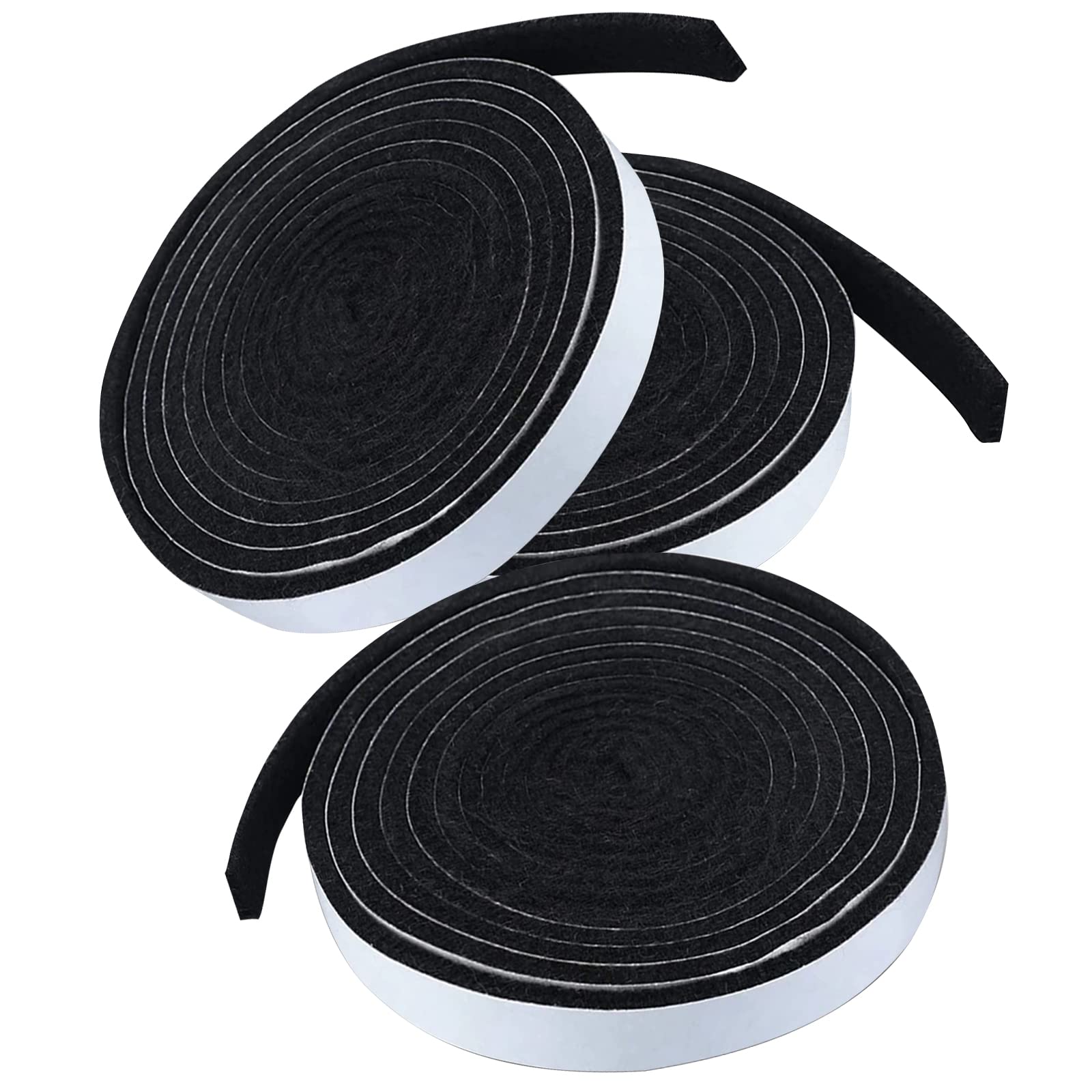 Carkio 3Pack 1/2" x 1/8" 15Feet Grill Gasket Seal Tape, Smoker Gasket Seals, High Temp Grill Gasket Self Stick Felt, Smoker Gasket Tape, Smoker Grill Fireproof Gasket for Smokers BBQ Lid