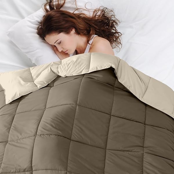 MODERN THREADS DOWN ALTERNATIVE REVERSIBLE COMFORTER TAUPE/CHAMPAGNE QUEEN