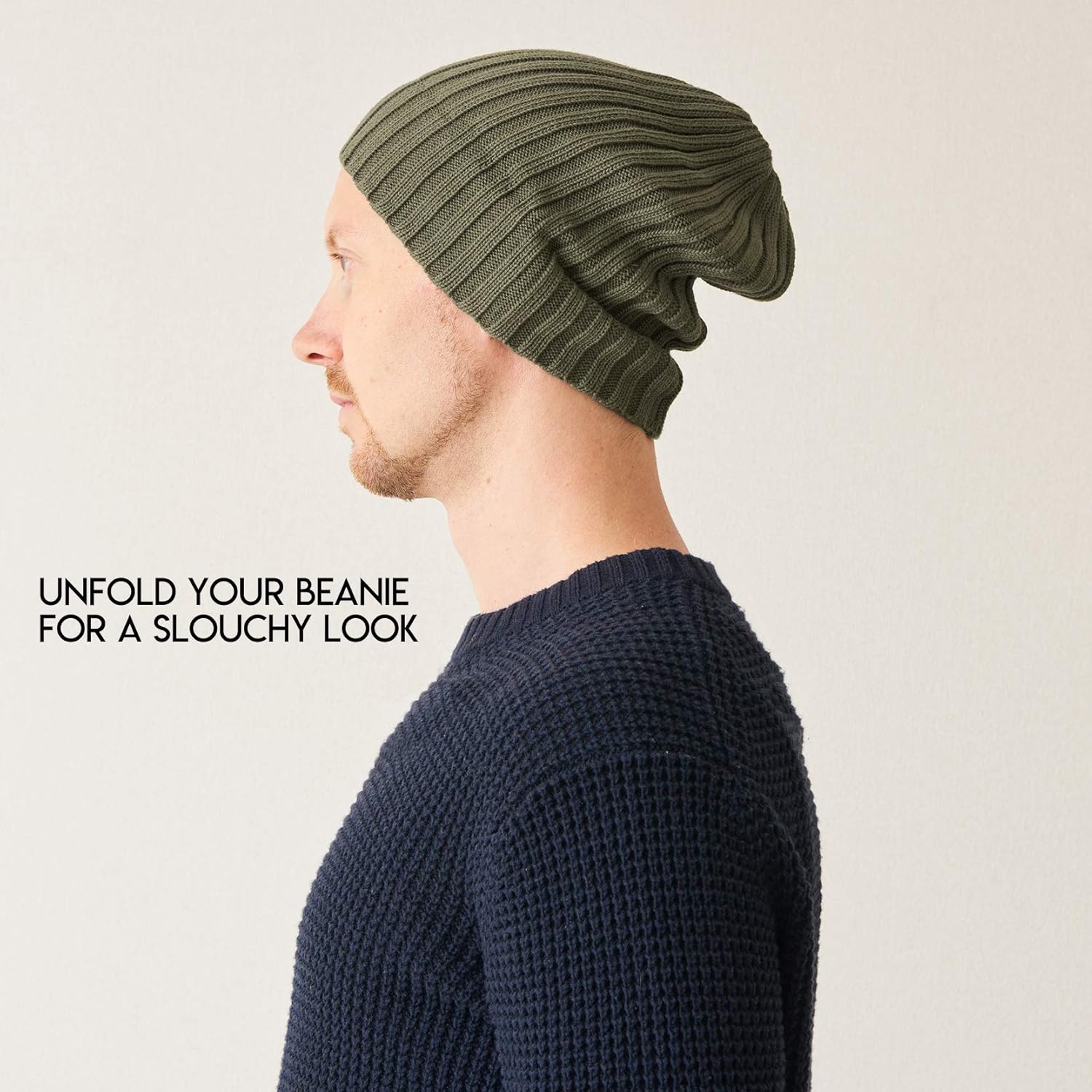 CHARM Mens Fisherman’s Beanie Hat - 100% Cotton Ribbed Slouch Cap Women Chemo Knit Winter Summer Simple Classic Design Khaki: Clothing