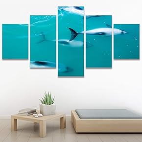 SIGNWIN 5 Panel Canvas Wall Art Colorful Fish...