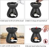 BSTKEY Ceramic Oil Burner Aroma Diffuser Black with Tealight Spoon view 5