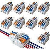 FULARR 9Pcs Premium Lever-Nut Wire Connectors, 2 in 4 Out Conductor Compact Wire Connectors, Splicing Type Quick Conductors C