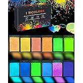 Luckymica Glow in The Dark Pigment Powder 12 Colors, Epoxy Resin Dye Luminous Pigments 10g/0.35oz Each Bag for DIY, Crafts, Nail Art, Acrylic Paint, Halloween or Christmas Decoration