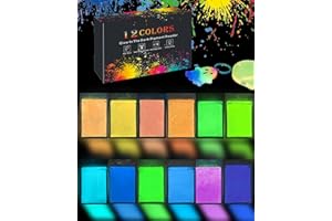 Luckymica Glow in The Dark Pigment Powder 12 Colors, Epoxy Resin Dye Luminous Pigments 10g/0.35oz Each Bag for DIY, Crafts, Nail Art, Acrylic Paint, Halloween or Christmas Decoration