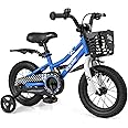BABY JOY Kids Bike, 12 14 16 18 Inch Children Bikes for Boys Girls Age 3-8 Years w/Training Wheels, Handbrake, Coaster Brake & Removable Basket, Kids Bicycle of Multiple Colors
