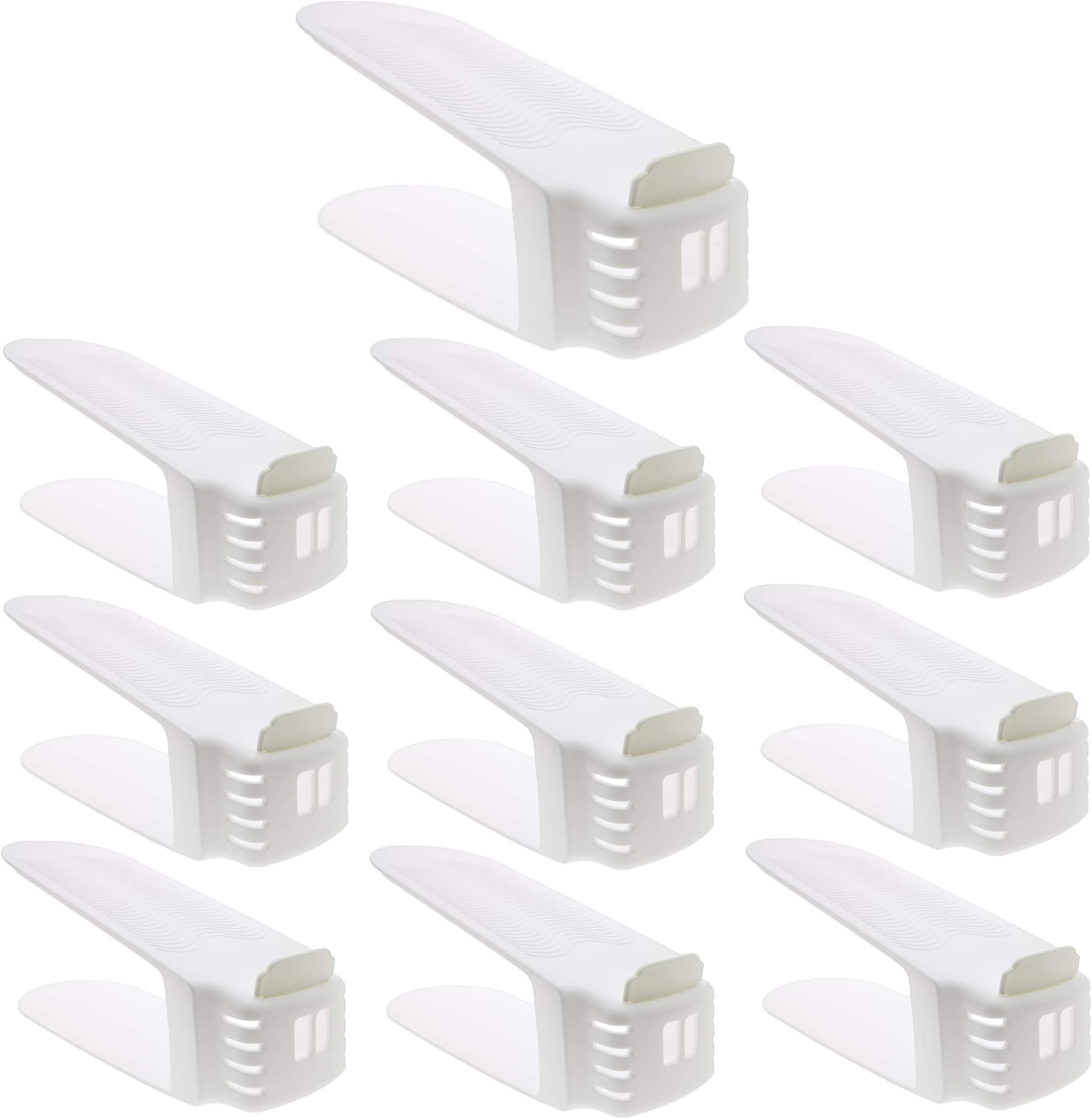 Shoe Slots Organizer Shoe Storage Rack Space Saver Plastic White 10 Piece Set - Saving Storage Units