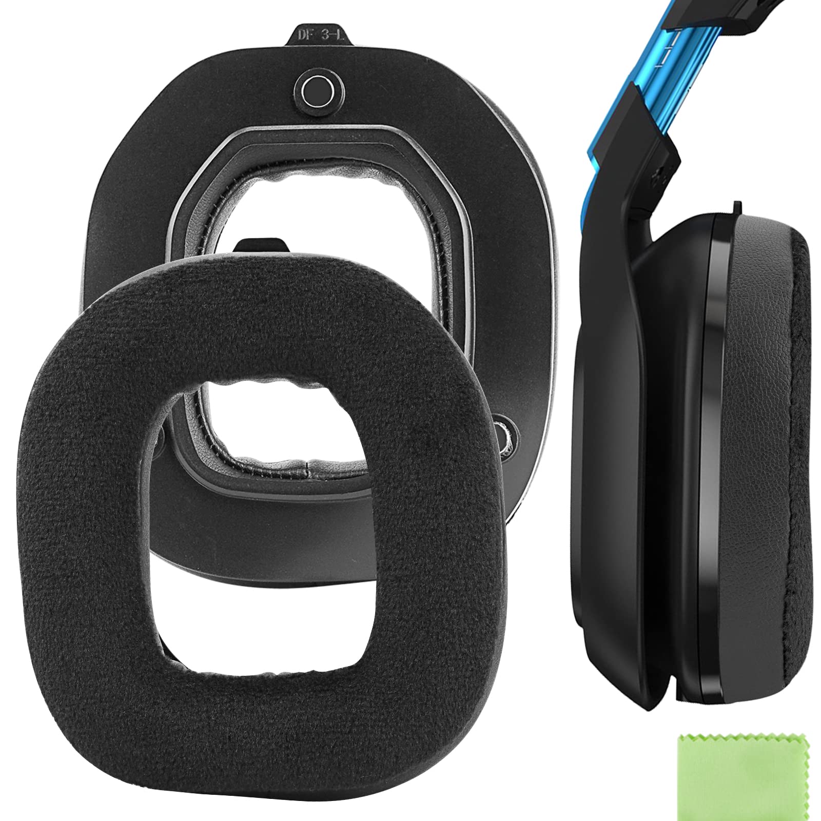 Geekria Comfort Hybrid Velour Replacement Ear Pads for Astro A50 Gen 3 Headphones, Ear Cushions (Black)